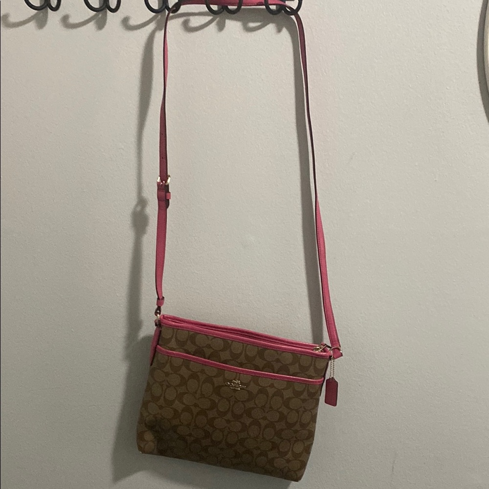 Coach Brown and Pink Crossbody Bag
